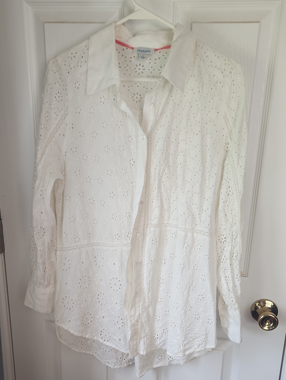 Sundance White Eyelet Button-Down Shirt
